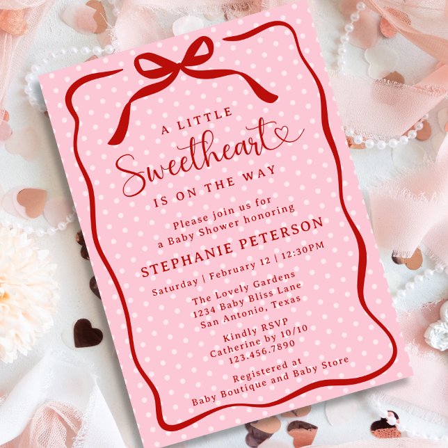 A Little Sweetheart Is On The Way Girl Baby Shower Invitation (Creator Uploaded)