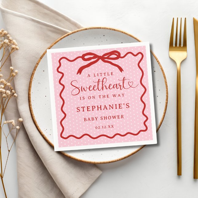 A Little Sweetheart Is On The Way Girl Baby Shower Napkin (Creator Uploaded)