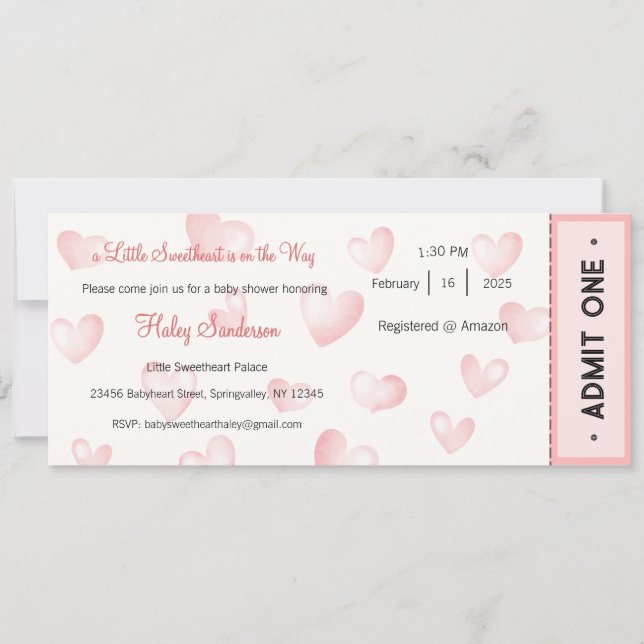 A Little Sweetheart is on the Way Invitation (Front)