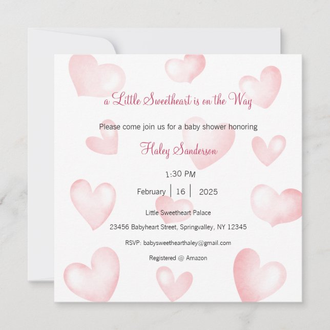 A Little Sweetheart is on the Way Invitation (Front)