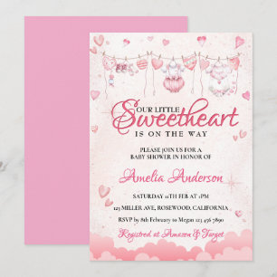 A Little Sweetheart Modern Valentine Baby Shower Invitation