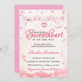 A Little Sweetheart Modern Valentine Baby Shower Invitation