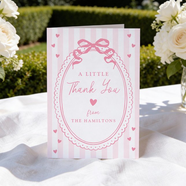 A Little Sweetheart Pink Bow Baby Shower Thank You Card (Creator Uploaded)