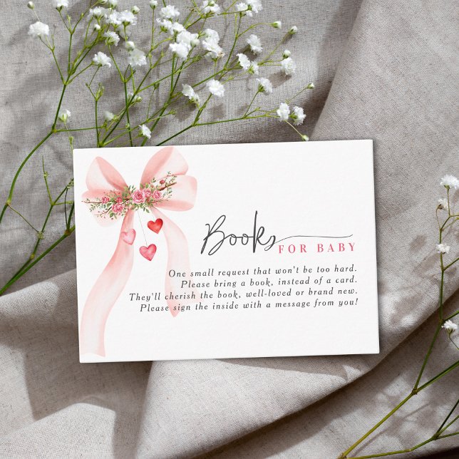 A little Sweetheart Pink bow Valentine Baby shower Enclosure Card (Creator Uploaded)