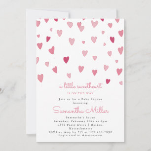 A little Sweetheart Pink Hearts Baby Shower Invitation