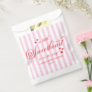 A Little Sweetheart Pink Red Hearts Baby Shower Favour Bag