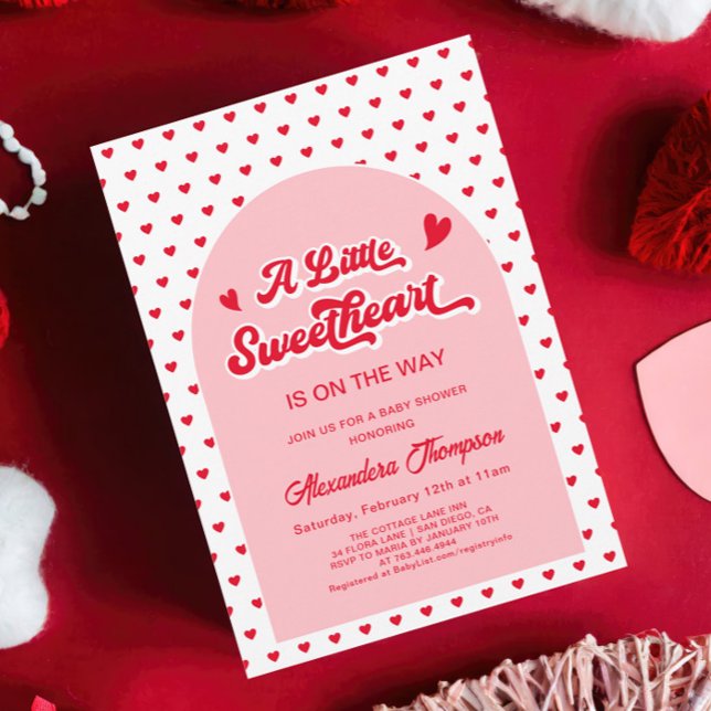 A Little Sweetheart Pink Valentine Baby Shower  Invitation (Creator Uploaded)