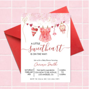A  Little Sweetheart red Baby Shower Invitation