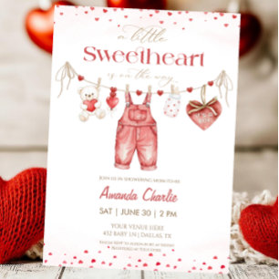 A little sweetheart Red Boy Baby shower Invitation