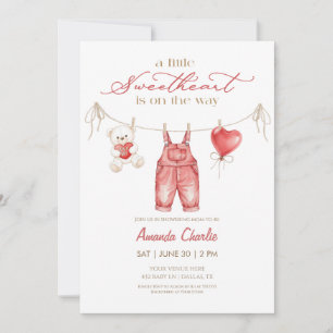 A little sweetheart Red Boy Baby shower Invitation