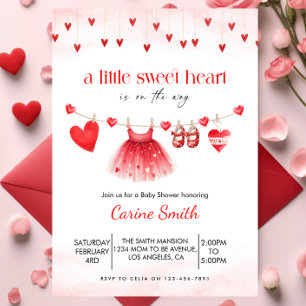 A  Little Sweetheart red Girl Baby Shower  Invitation