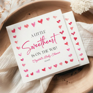 A Little Sweetheart Red Pink Hearts Baby Shower Napkin