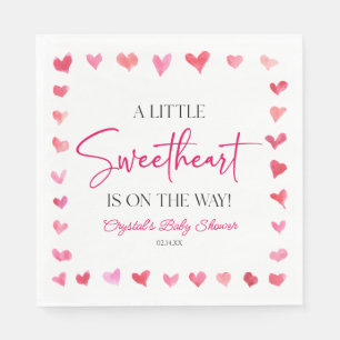 A Little Sweetheart Red Pink Hearts Baby Shower Napkin