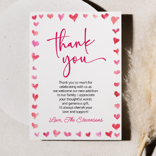 A Little Sweetheart Red Pink Hearts Baby Shower Thank You Card