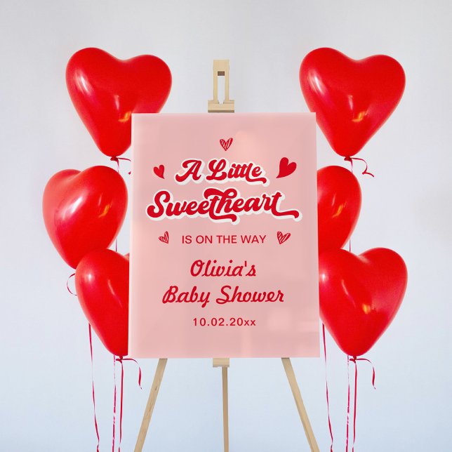 A Little Sweetheart Red Pink Valentine Baby Shower Acrylic Sign (Creator Uploaded)