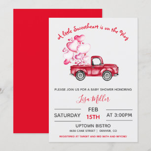 A little Sweetheart Red Truck Baby Shower Invitation