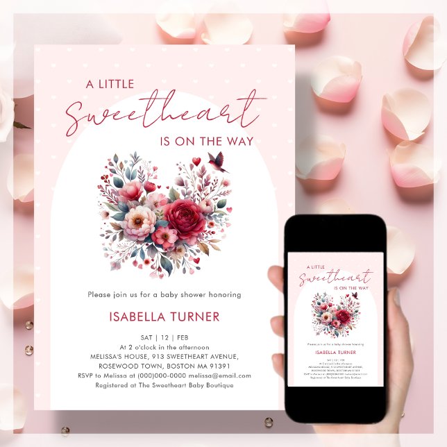 A Little Sweetheart Valentine Baby Shower Invitation (Creator Uploaded)