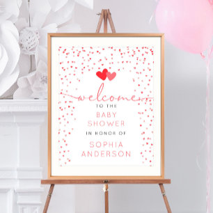 A Little Sweetheart Valentine Baby Shower Welcome Poster