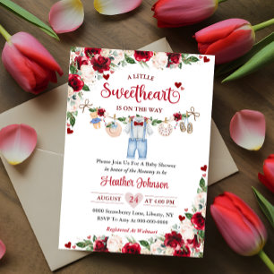 A Little Sweetheart Valentine Boy Baby Shower Invitation