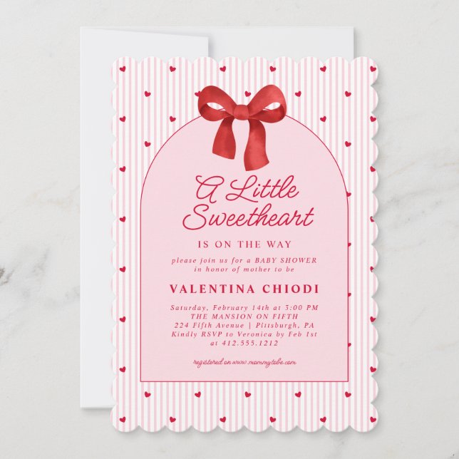 A Little Sweetheart Valentine Coquette Baby Shower Invitation (Front)