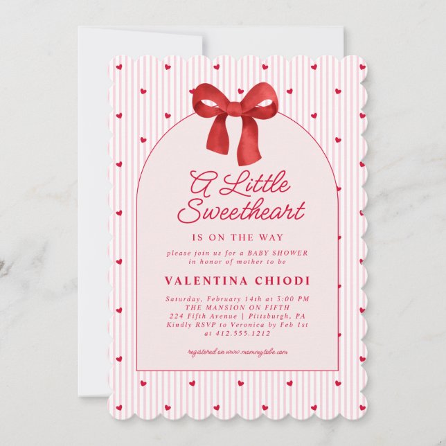 A Little Sweetheart Valentine Coquette Baby Shower Invitation (Front)