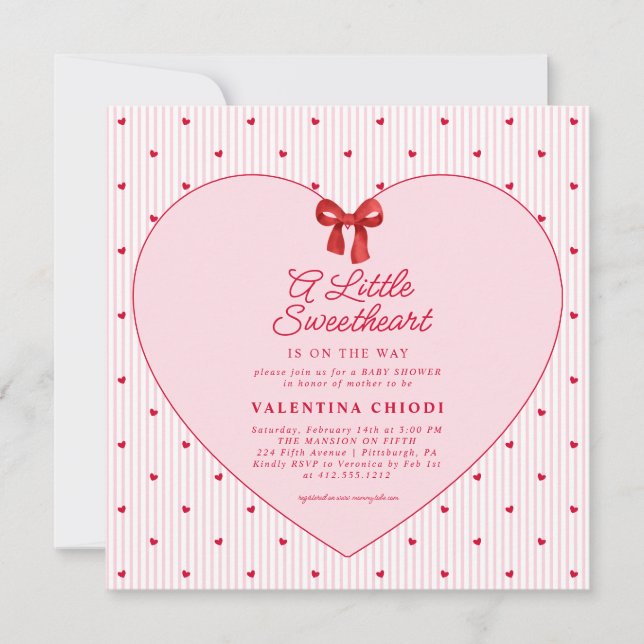 A Little Sweetheart Valentine Coquette Baby Shower Invitation (Front)