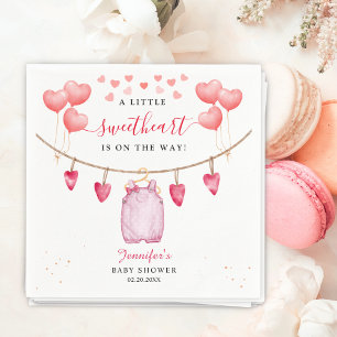 A Little Sweetheart   Valentine' Day Baby Shower  Napkin