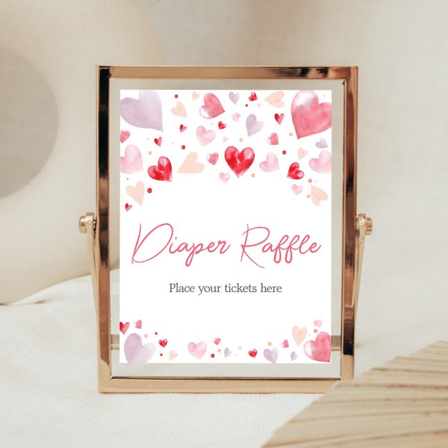 A Little Sweetheart Valentine Diaper Raffle Poster (Sweetheart Baby Shower Diaper Raffle Sign)