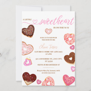 A little sweetheart valentine doughnuts baby showe invitation