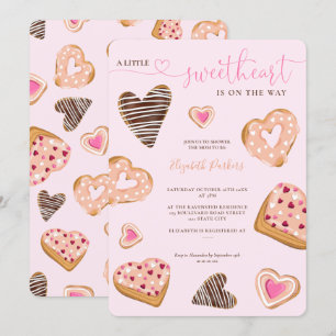 A little sweetheart valentine doughnuts baby showe invitation