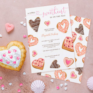 A little sweetheart valentine doughnuts baby showe invitation