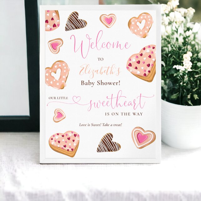 A little sweetheart valentine doughnuts baby showe poster (A little sweetheart valentine donuts baby shower poster)