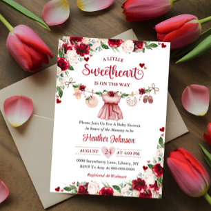 A Little Sweetheart Valentine Girl Baby Shower  Invitation