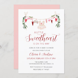 A Little Sweetheart Valentine Girl Baby Shower Invitation