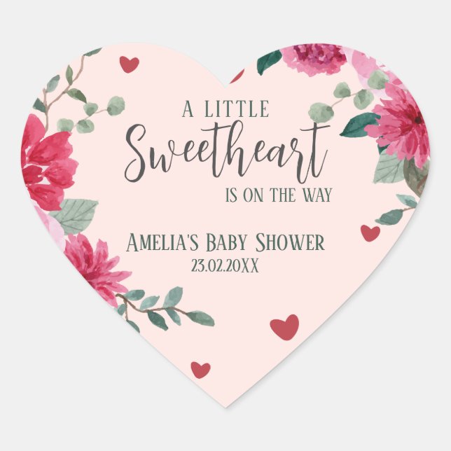 A little sweetheart valentine hearts baby shower  heart sticker (Front)