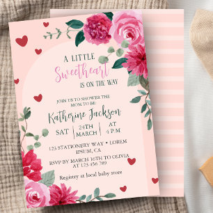 A little sweetheart valentine hearts baby shower invitation