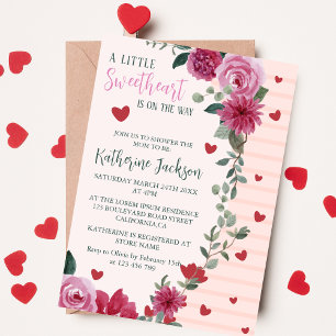 A little sweetheart valentine hearts baby shower invitation