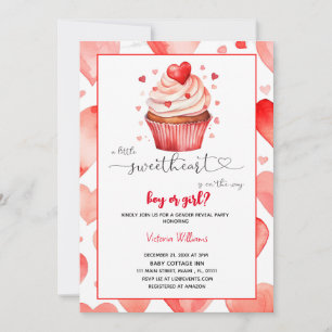 a little sweetheart valentine hearts gender reveal invitation