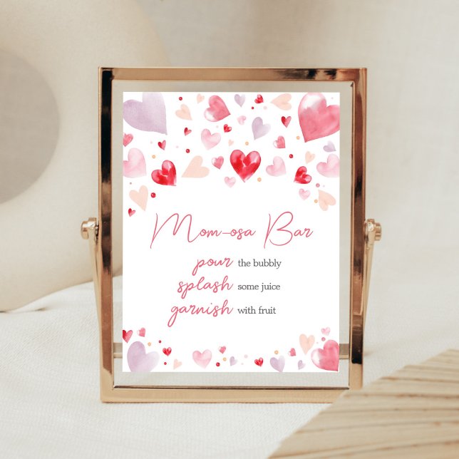 A Little Sweetheart Valentine Mum Osa Bar Poster (Sweetheart Baby Shower Mom Osa Bar Sign)