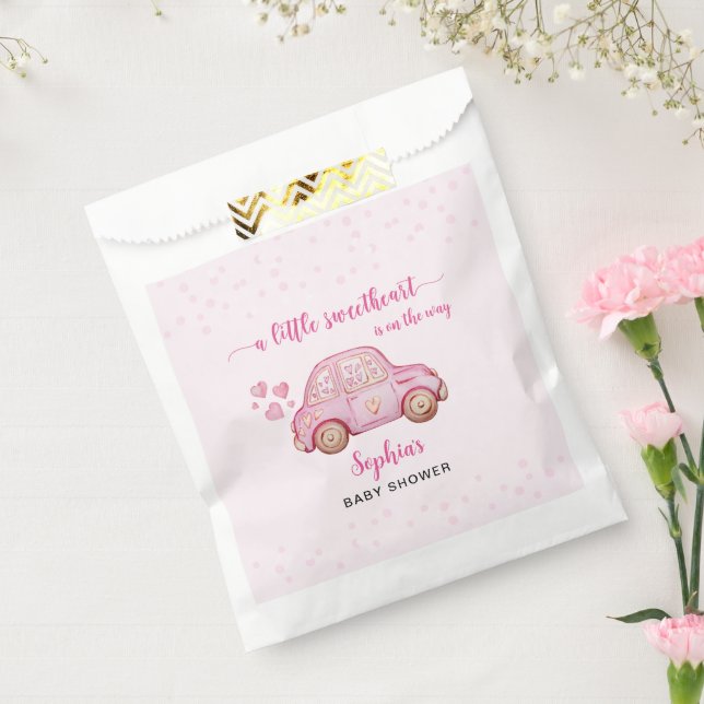 A Little Sweetheart Valentine Pink Car Baby Shower Favour Bag (Sealed)
