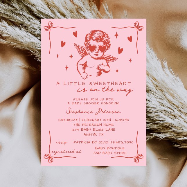 A Little Sweetheart Valentine’s Cupid Baby Shower Invitation (Creator Uploaded)