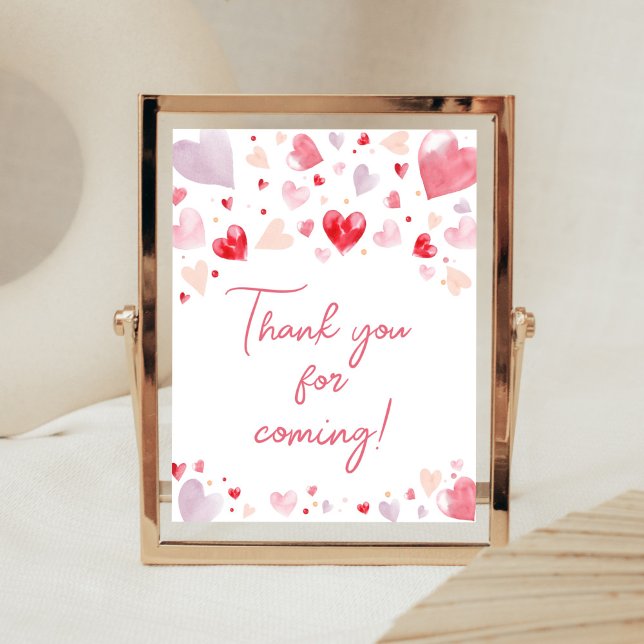 A Little Sweetheart Valentine Thank You for Coming Poster (Sweetheart Baby Shower Thank You for Coming Sign)