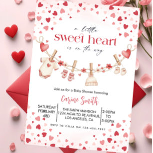 A Little Sweetheart valentine's Baby Shower Invitation