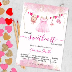 A little Sweetheart Valentine's Baby Shower Invitation