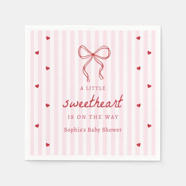 A Little Sweetheart Valentine's Baby Shower Napkin (Front)