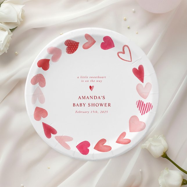 A Little Sweetheart Valentine's Baby Shower Paper Plate (Creator Uploaded)