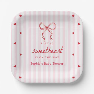 A Little Sweetheart Valentine's Baby Shower Paper Plate