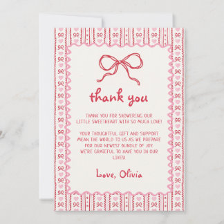 A Little Sweetheart Valentine's Baby Shower Thank You Card