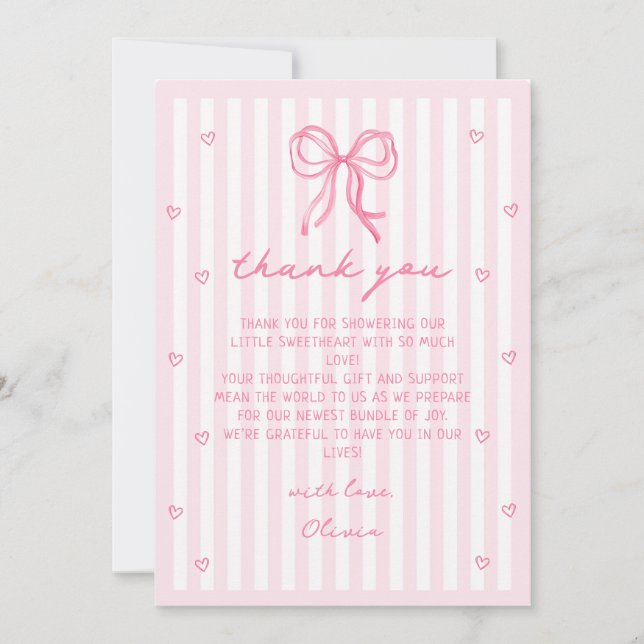 A Little Sweetheart Valentine's Baby Shower Thank You Card (Front)