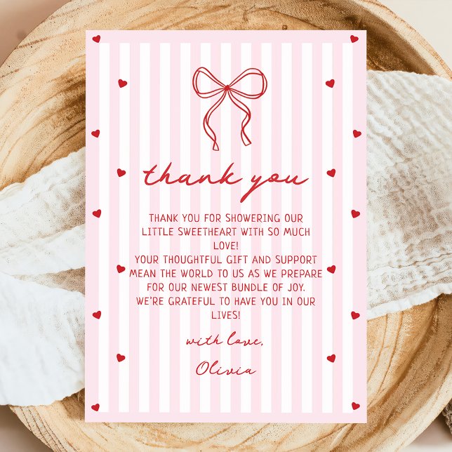 A Little Sweetheart Valentine's Baby Shower Thank You Card (Creator Uploaded)